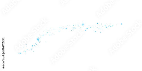 The blue dust, sparks and stars shine with special light. Sparkles on a transparent background. Christmas light effect. Sparkling magical dust particles.

