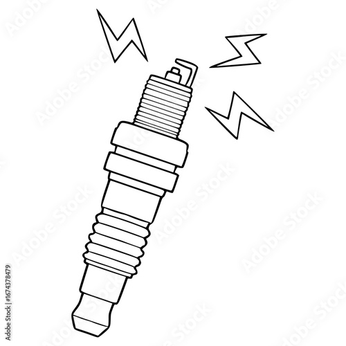 spark plug illustration hand drawn outline vector