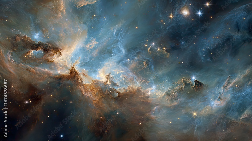 Obraz premium Cosmic cloud nebula, swirling hues of space