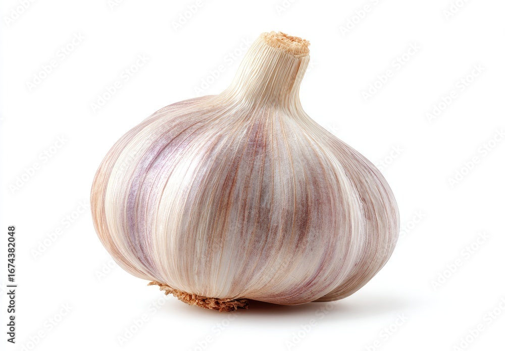 Obraz premium Single head of garlic, close-up, against white background