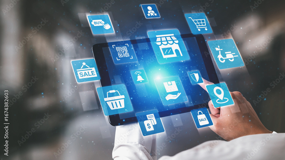 Obraz premium BOPIS combines online shopping with in-store pickup. The BOPIS model improves retail efficiency, enhance customer shipping experience, and supports brand the BOPIS strategy option in e-commerce. Spire