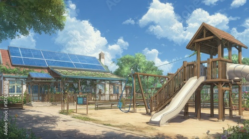 Wallpaper Mural School playground sunny day Torontodigital.ca