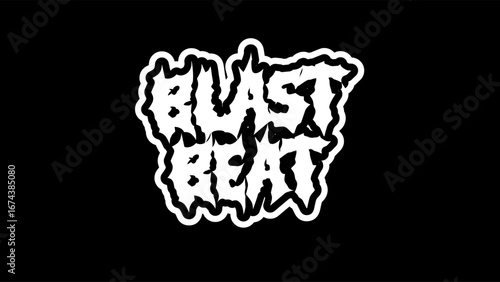 blastbeat, typography vector design. Bold lettering in sharp metal style, perfect for streetwear, music band merch, and edgy graphic tees, sticker, poster