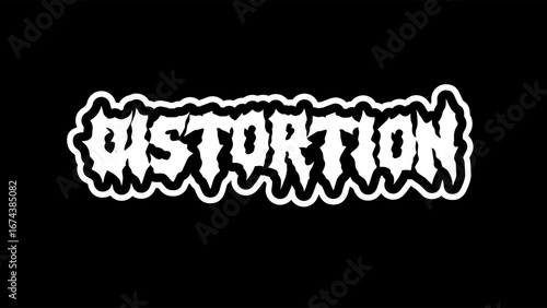 DISTORTION, typography vector design. Bold lettering in sharp metal style, perfect for streetwear, music band merch, and edgy graphic tees, sticker, poster