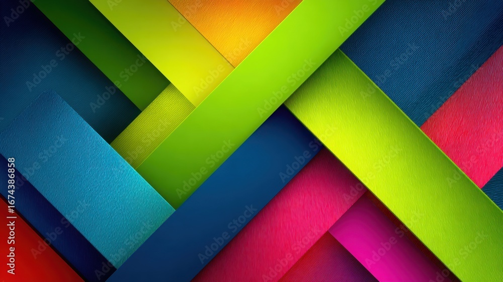 Obraz premium Bold Intersecting Geometric Patterns with Sharp Lines and Vibrant Hues Creating a Dynamic Visual Experience for Modern Art Enthusiasts