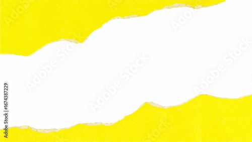Vivid Yellow Ripped Paper Edge with White Copy Space torn paper bright