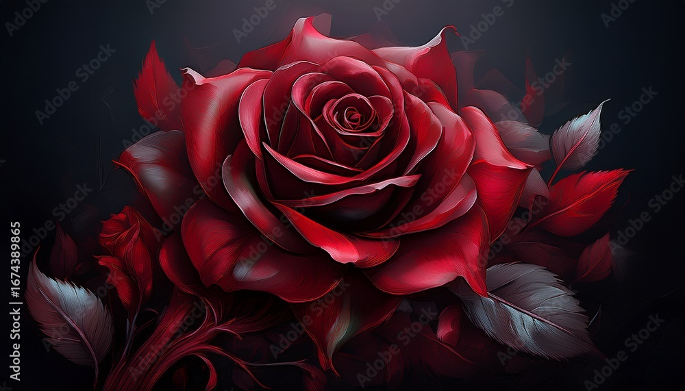 Naklejka premium red rose dark background sympathy card design