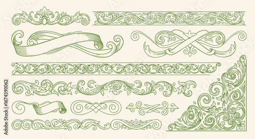 Calligraphic Design Elements and Page Decoration. vintage vector hand drawn swirls for design