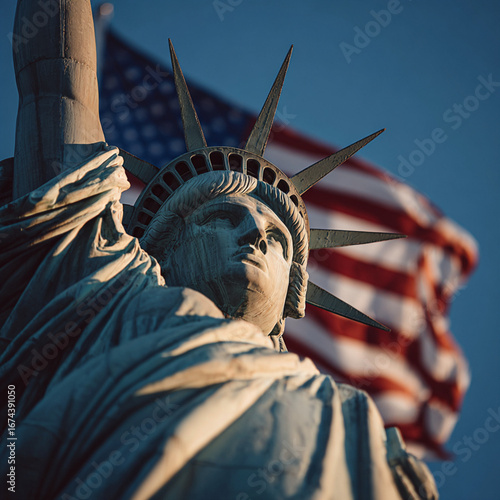 statue of Liberty with American Flag