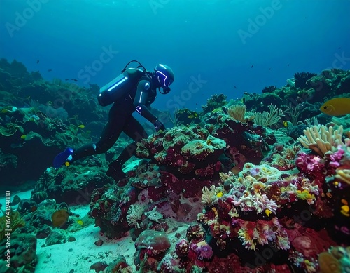 Wallpaper Mural Underwater explorer on vibrant coral reef Torontodigital.ca