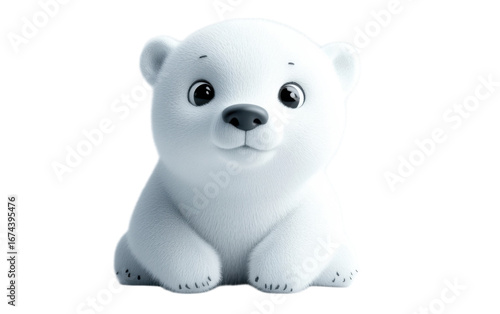 Cute baby polar bear cartoon toy on transparent background, png