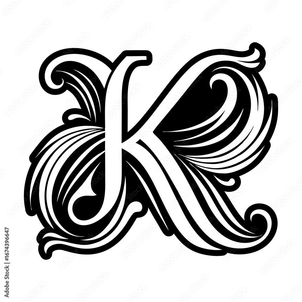 Obraz premium Abstract k logo designed in glyph style