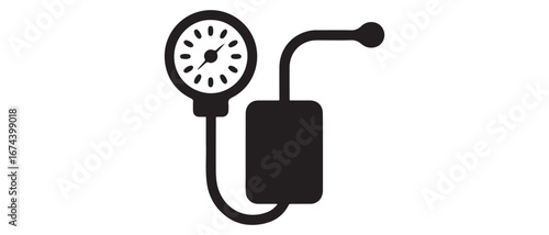 Blood Pressure Icon, Blood Pressure Measurement Icon Vector Art Illustration. Vector black silhouette. with white background