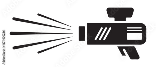Laser Icon, Laser Beam Icon, Laser Ray Icon. Vector black silhouette. with white background