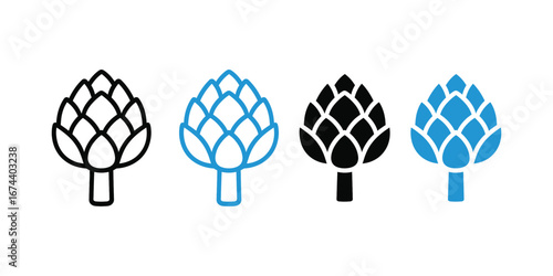artichoke Food icon set vector isolated on white background