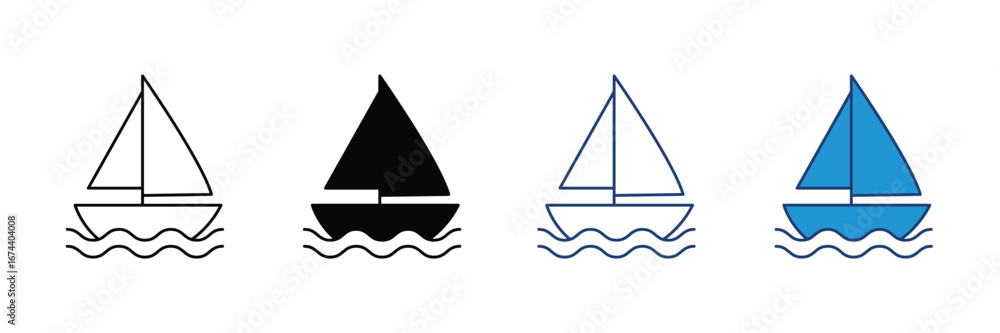 Fotografie Sailboat icon set vector illustration isolated on white background