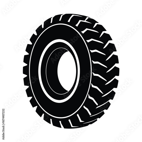 Monster tractor tire silhouette vector, Black Monster tractor tire silhouette 