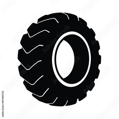 Monster tractor tire silhouette vector, Black Monster tractor tire silhouette 