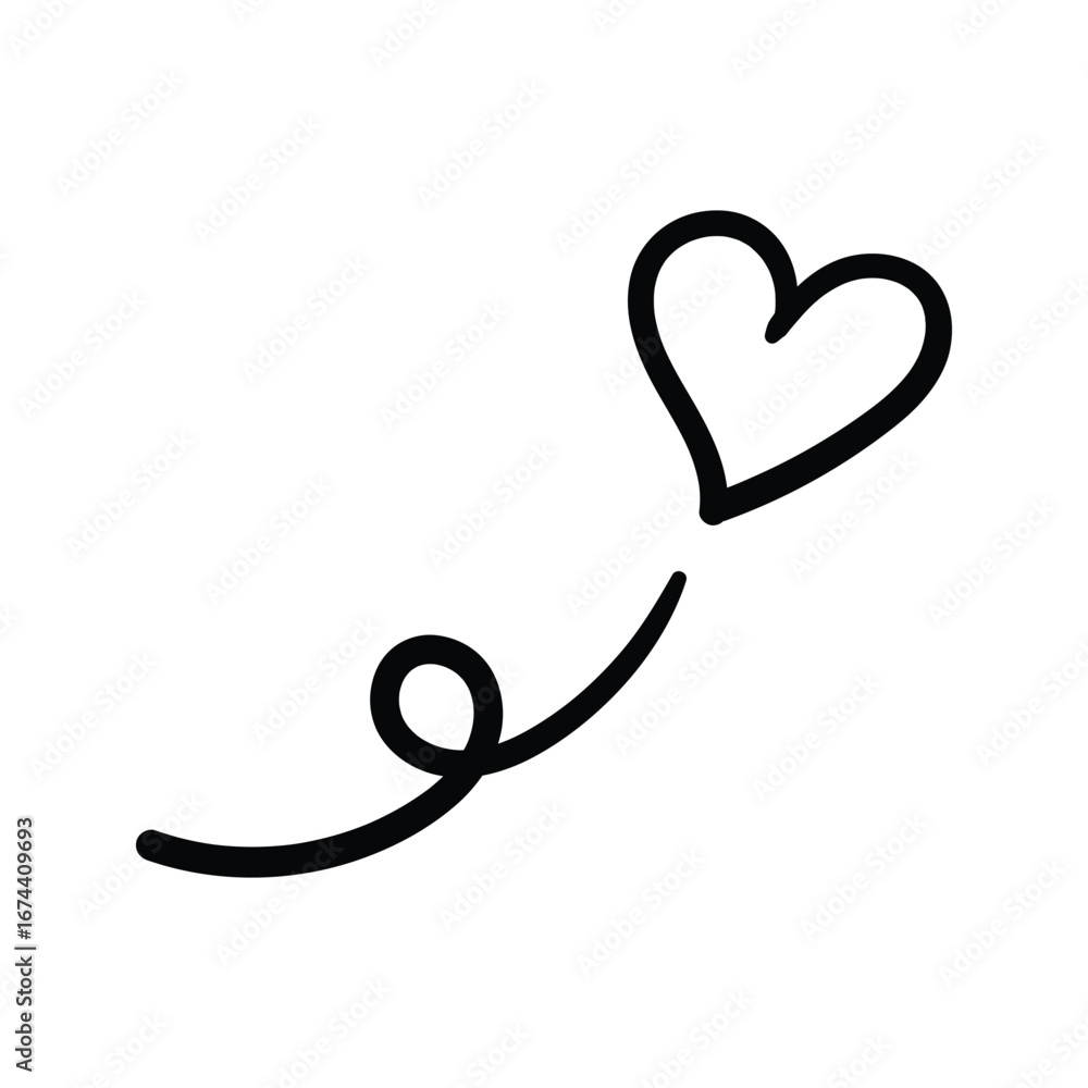 Fototapeta premium Hand drawn heart element icon outline style vector illustration design