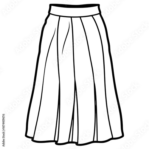 Minimalist Linen Maxi Skirt Line Art Vector Illustration