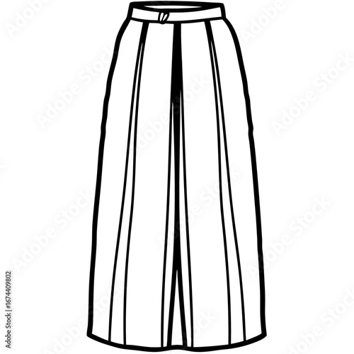 Minimalist Linen Maxi Skirt Line Art Vector Illustration