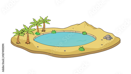 desert oasis on white background.eps