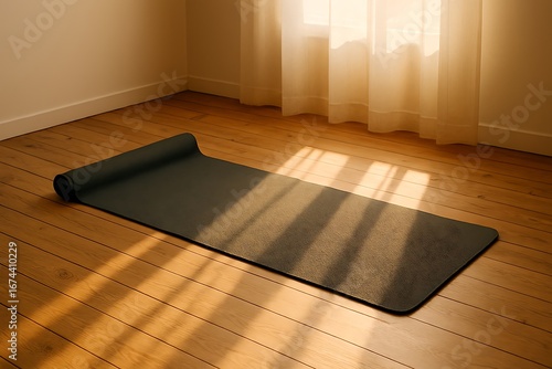 Morning Yoga Setup in Minimalist Home Interior