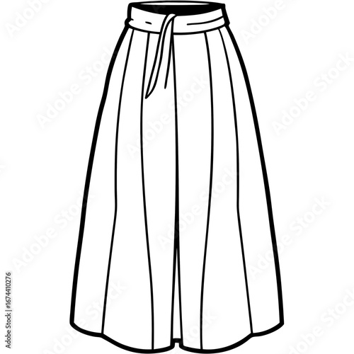 Elegant Maxi Skirt Fashion Sketch Vector on White Background