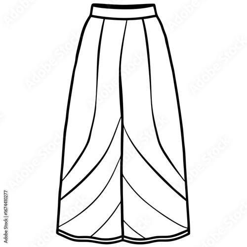 Elegant Maxi Skirt Fashion Sketch Vector on White Background