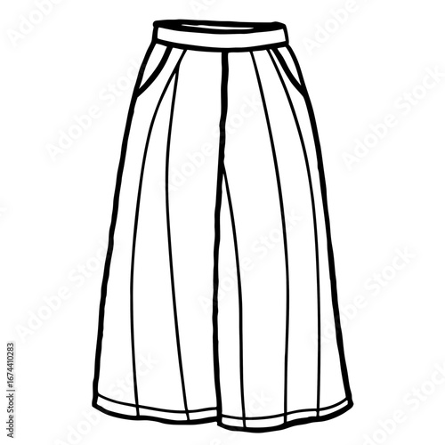 Elegant Maxi Skirt Fashion Sketch Vector on White Background