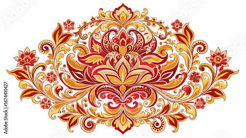 Oriental floral ornament. Damask graphic elements. Imperial rococo decor. For seamless patterns, wrapping paper, greeting and business cards, wedding invitations, textile, t-shirt prints white backgru