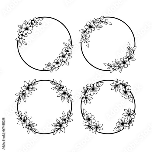 Vector set of round frames, set of decorative frames