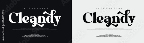 Cleandy typography beauty fashion elegant minimalist serif italic fonts decorative wedding vintage retro logos. Minimal luxury font alphabet logo. Vector illustration
