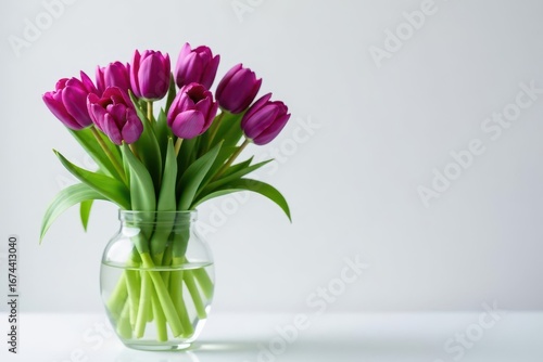 Wallpaper Mural Elegant purple tulips arranged in a clear glass vase , floral, floral design, purple tulips Torontodigital.ca