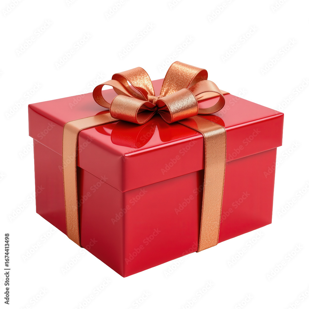 Obraz premium Bright Red Gift Box with Elegant Ribbon and Bow for Any Occasion