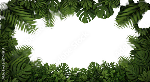 Tropical leaf frame isolated on transparent background
