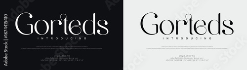 Gorteds typography beauty fashion elegant minimalist serif italic fonts decorative wedding vintage retro logos. Minimal luxury font alphabet logo. Vector illustration
