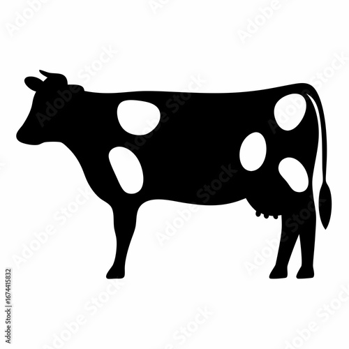 Black and white silhouette of a cow on a white background drawing