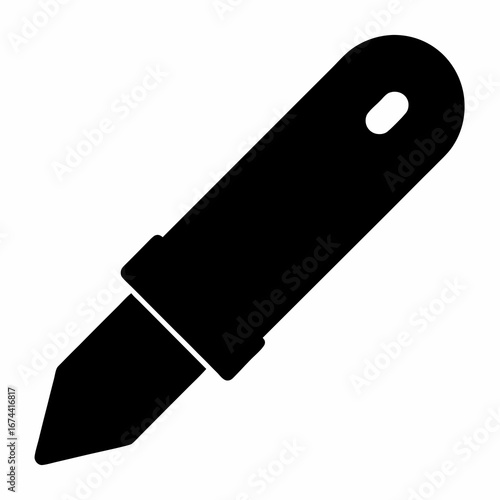 Black sewing tool with a handle and hole for hanging, isolated