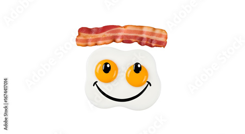 Funny Breakfast Smiling Egg with Bacon