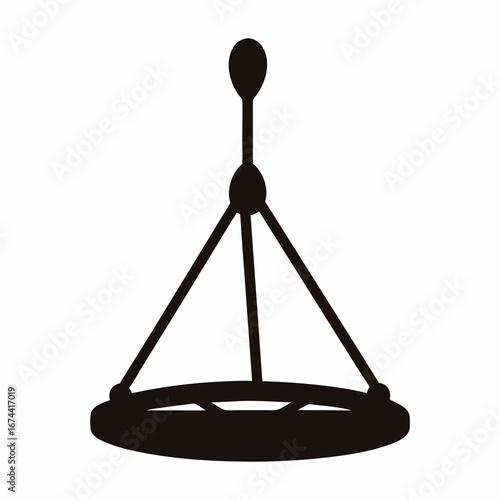 Silhouette of a Unique Chandelier with Three Support Rods and Central Light