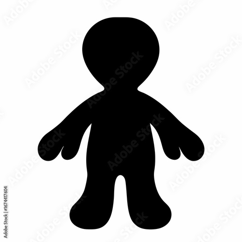 Silhouette of a stylized humanoid figure on a white background plane