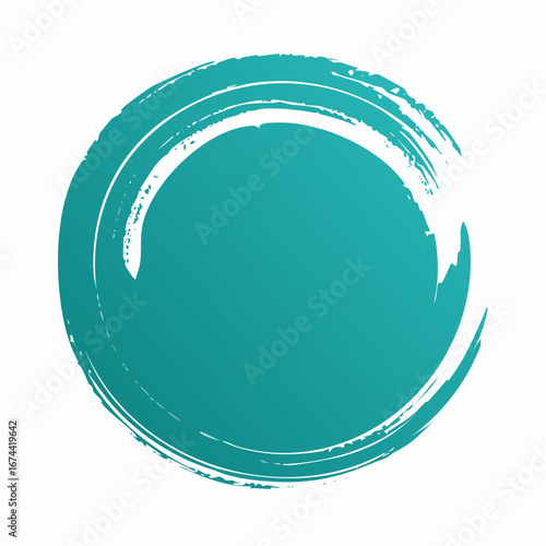 Teal color pattern with grunge circles. Round brush painted circle banner