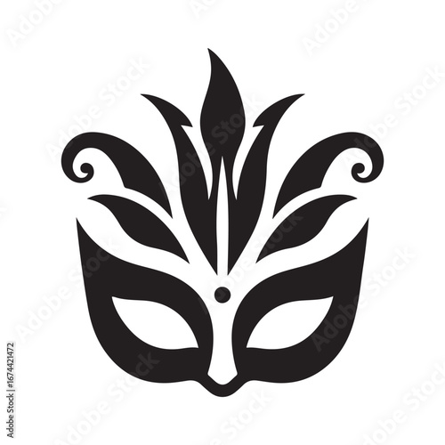 Mardi Gras mask vector silhouette outline logo design concept illustration