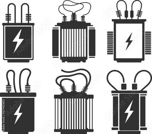 Battery icons and a wastebasket illustration vector symbol