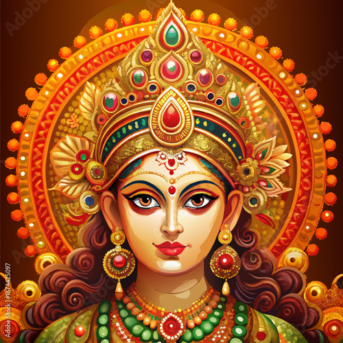Durga Puja Festival with Cultural Performances and Religious Devotion Art & Illustration