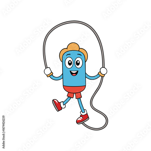 kid foot jumping rope on white background.eps