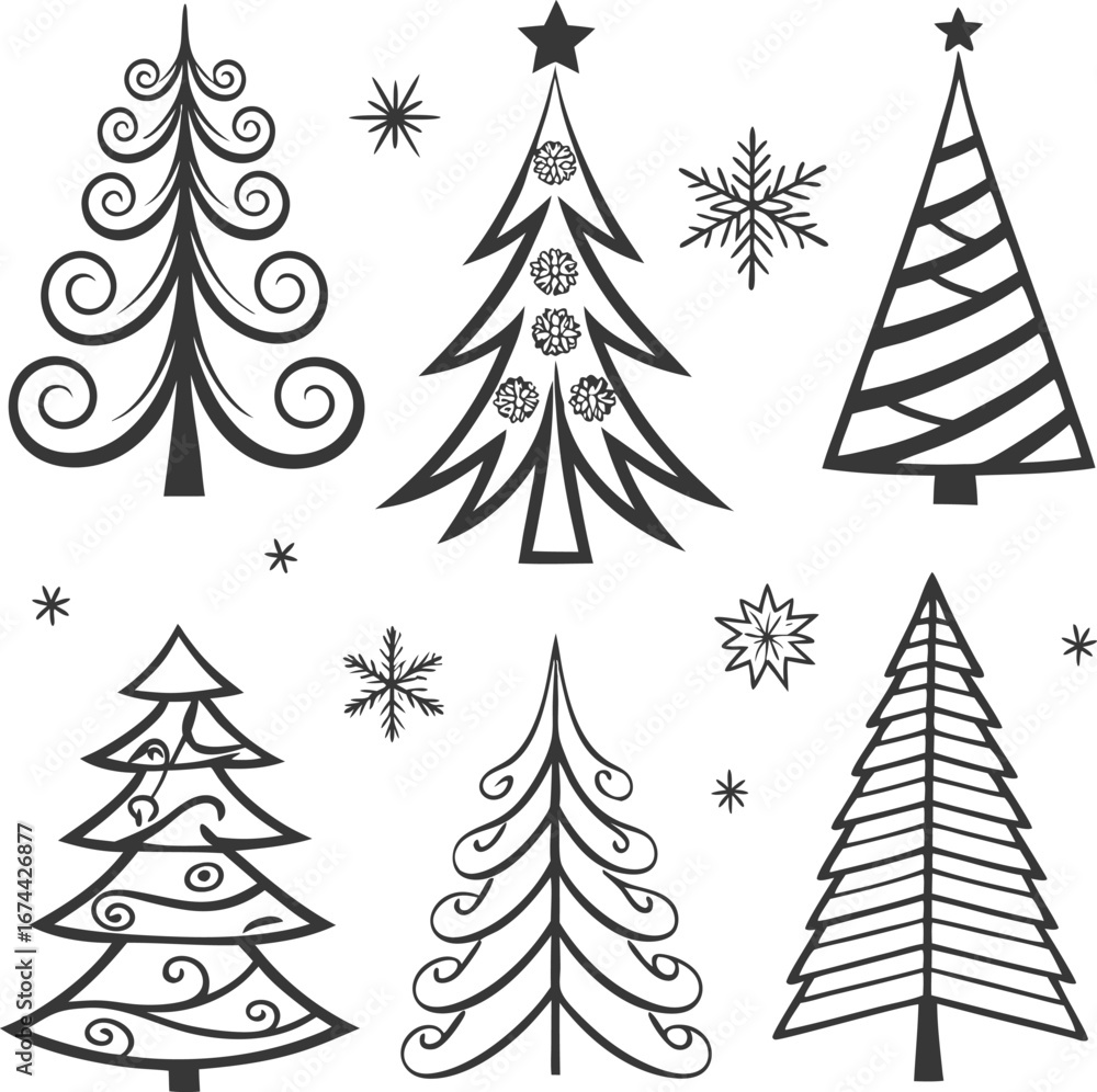 Obraz premium Christmas Tree Vector Silhouette. 
