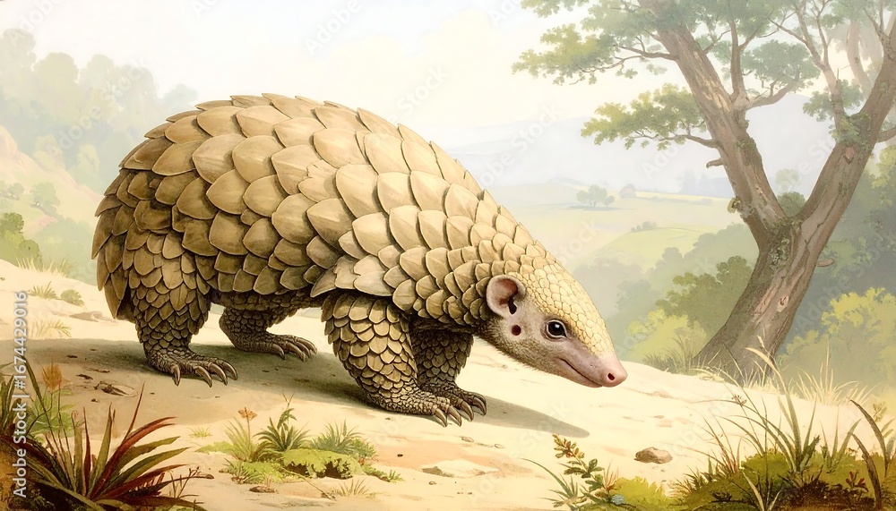 Obraz premium A pangolin in a landscape