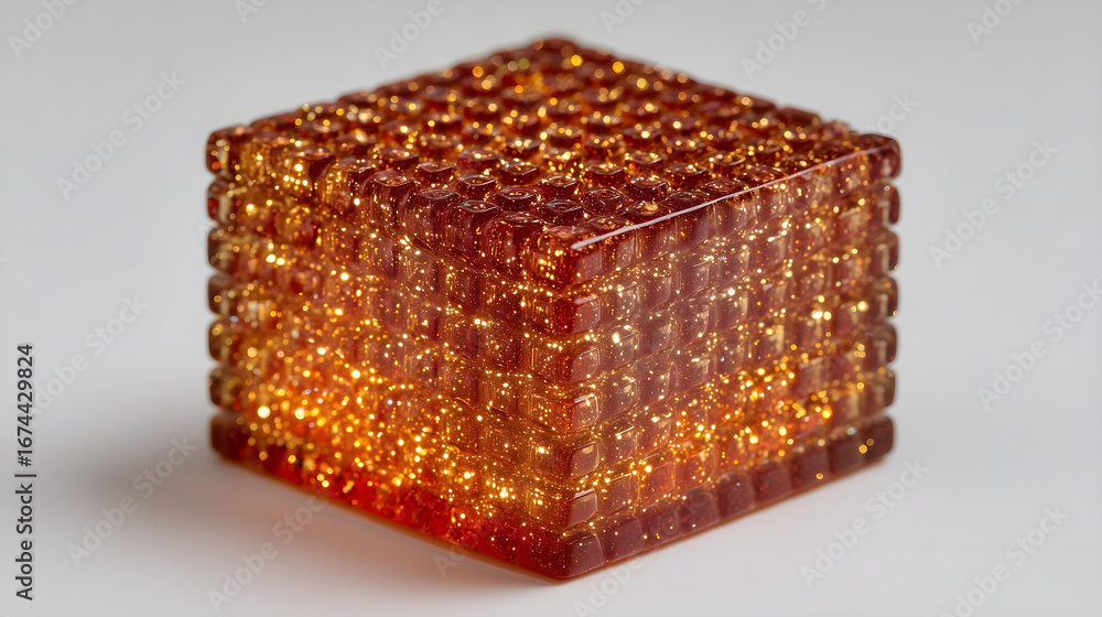 Obraz premium gold cube on black background